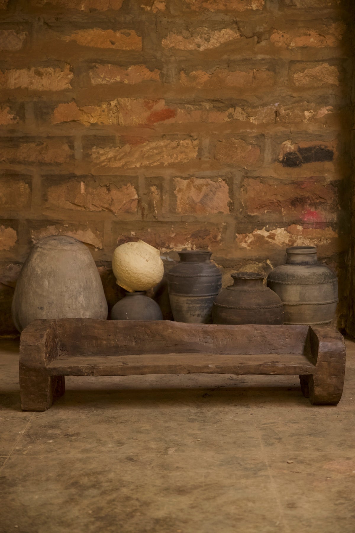 Vintage Naga teak bench, hand-carved tribal seat over 50 years old, no. 2024 - view 4
