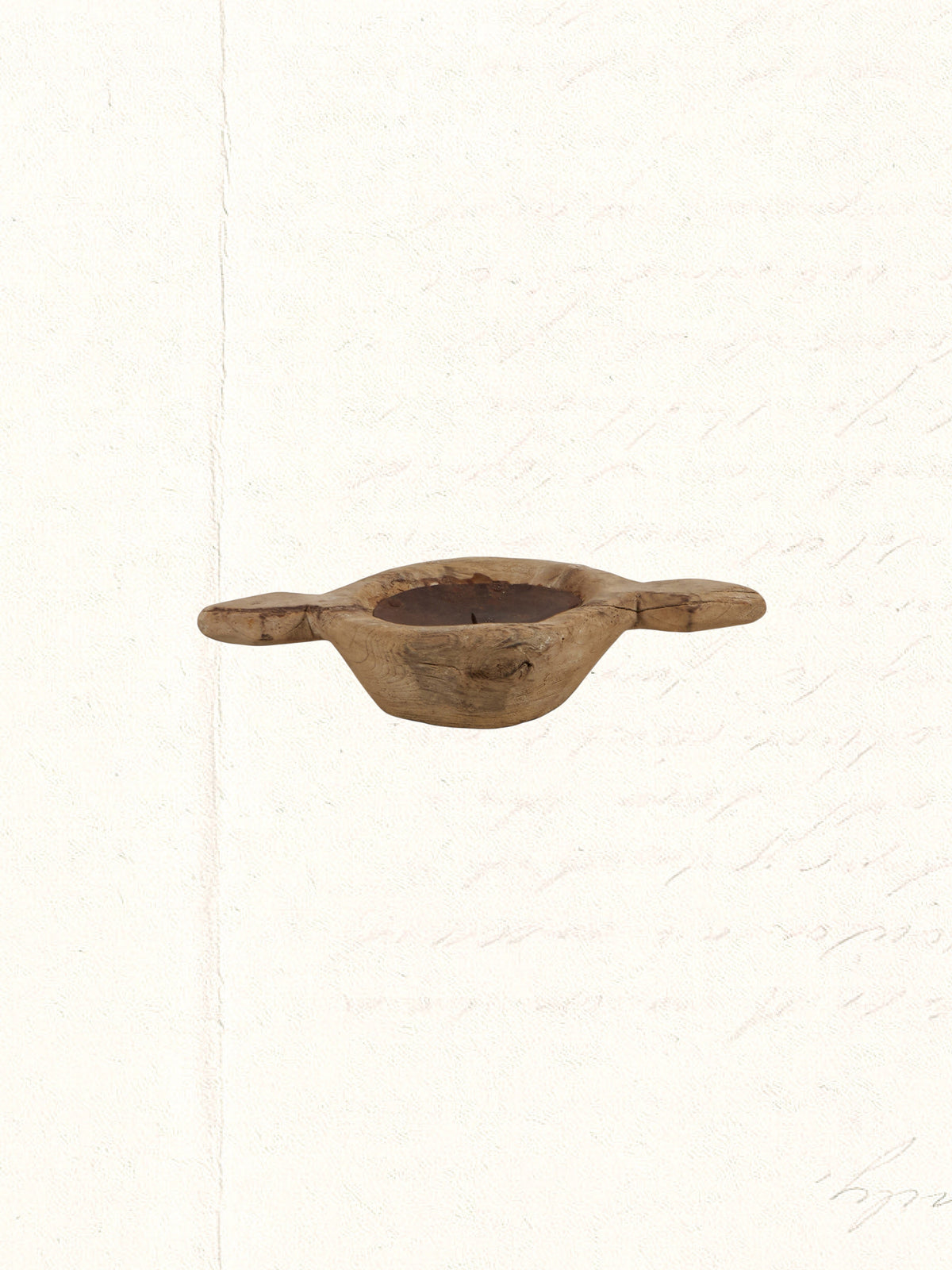 Vintage wooden candle holder repurposed from an Indian agricultural tool, no. 0506