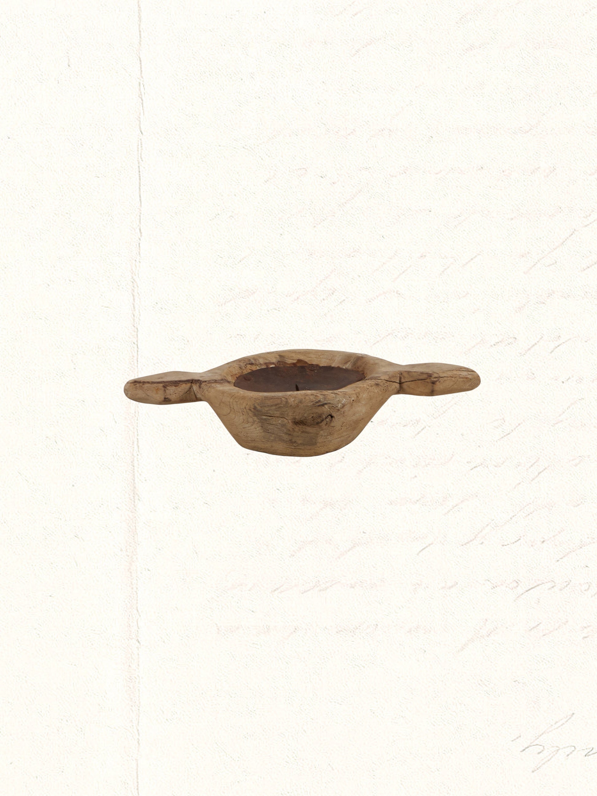 Vintage wooden candle holder repurposed from an Indian agricultural tool, no. 0506