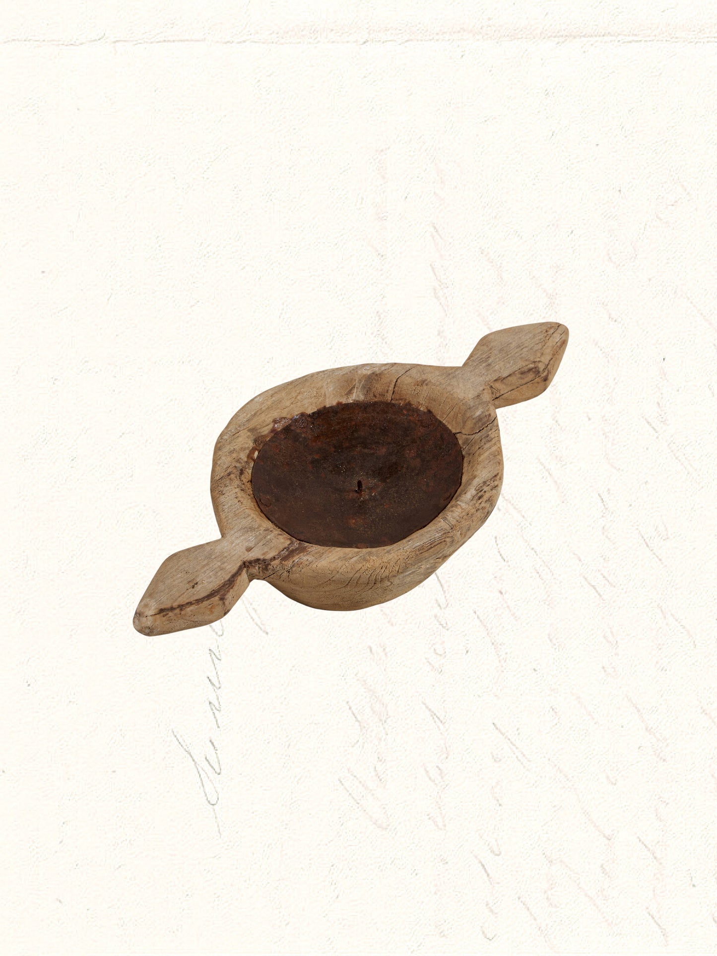 Vintage wooden candle holder repurposed from an Indian agricultural tool, no. 0506 - view 2