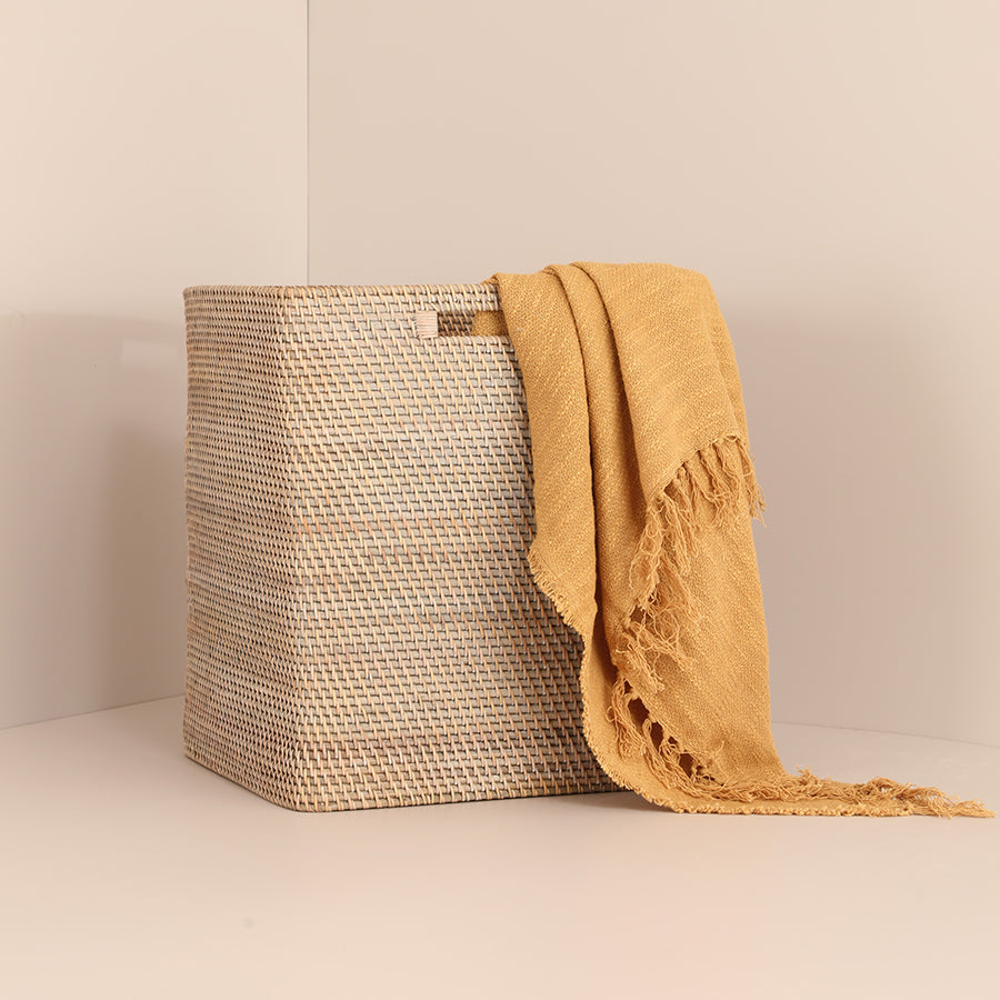 Woven storage basket, Handwoven basket, Rattan laundry basket, Decorative storage bin, Natural wicker basket, Eco-friendly home décor, Basket with handles, Boho storage basket, Indoor organizer basket, Textured home accessories. 