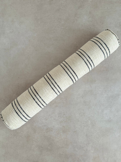 STRIPED BOLSTER CUSHION in BLACK - cotton cushion cover - ALTROVE