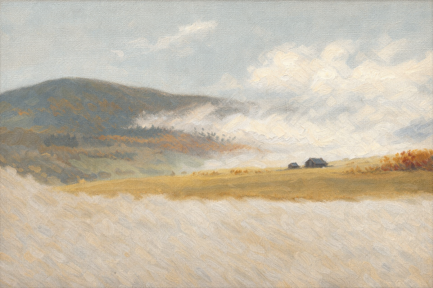 VINTAGE HILLSIDE PAINTING -vintage wall art - ALTROVE