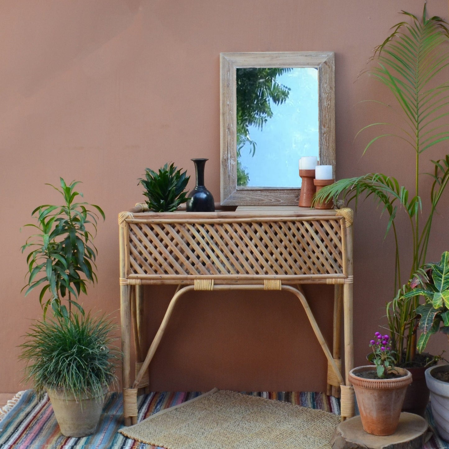 Natural Bamboo Console Table