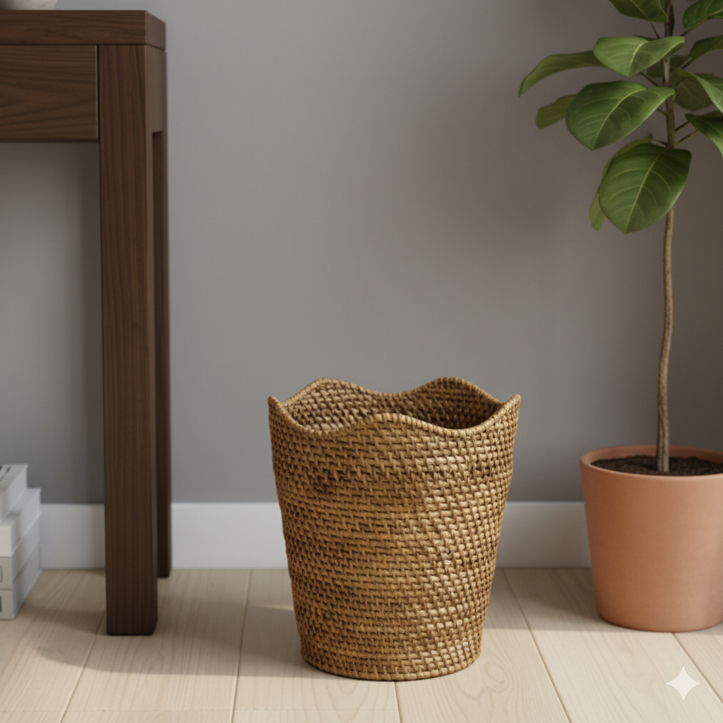CANE WASTE BASKET