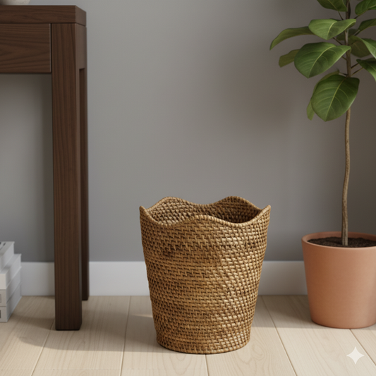 CANE WASTE BASKET