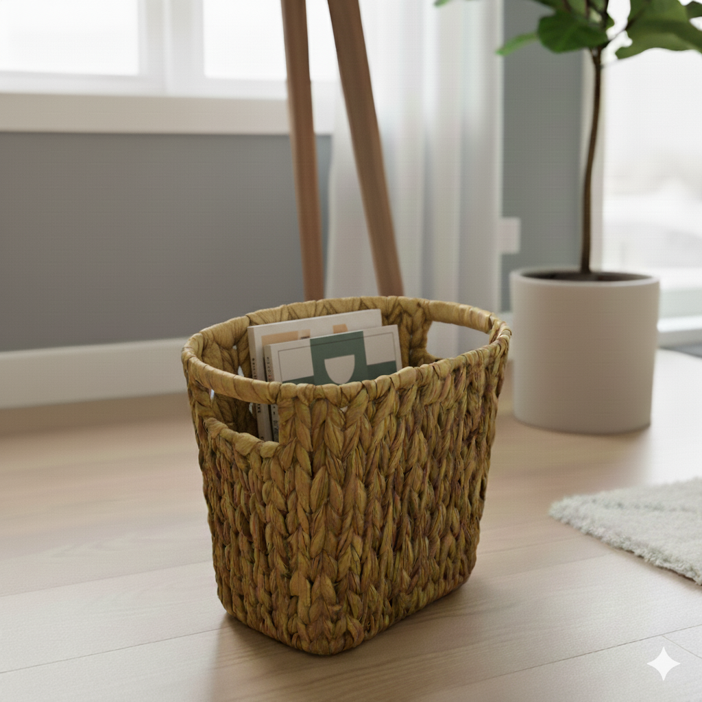 WICKER WASTE BASKET