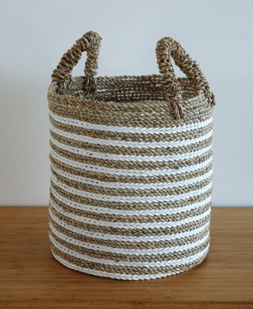 CYLINDRICAL BASKET NATURAL WHITE