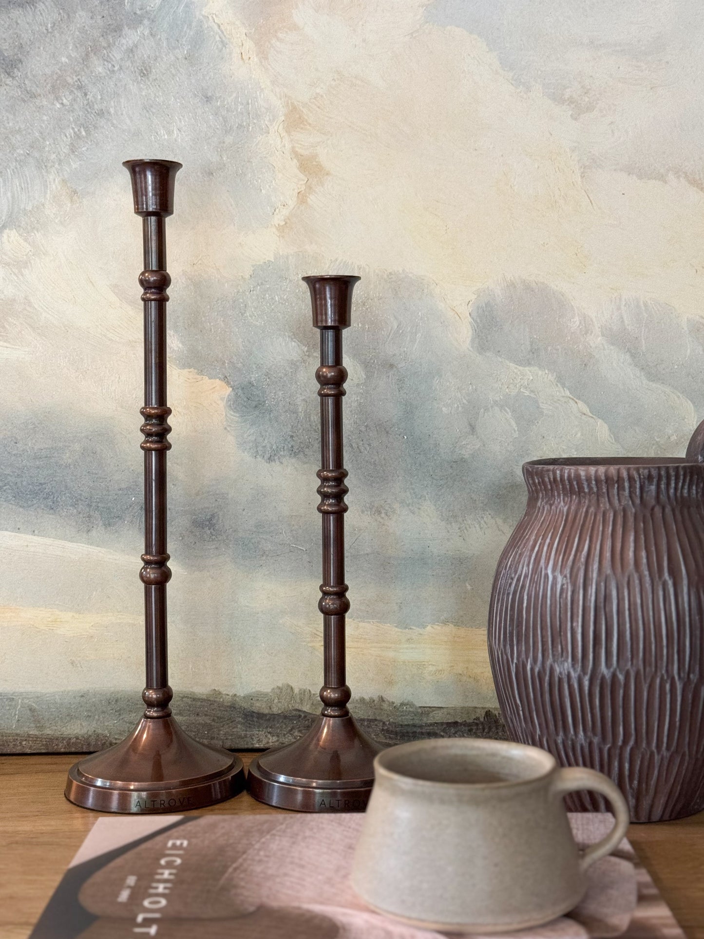 COPPER CANDLE STAND SET