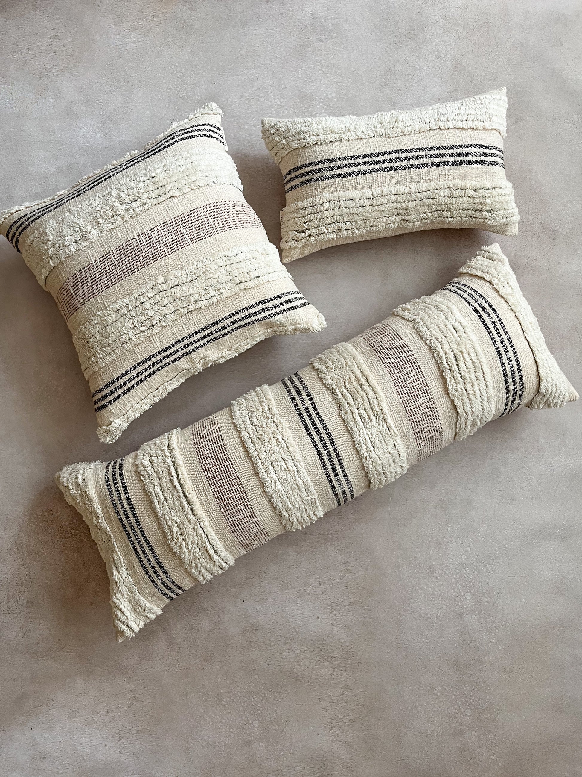 Beige Square Textured Cushion