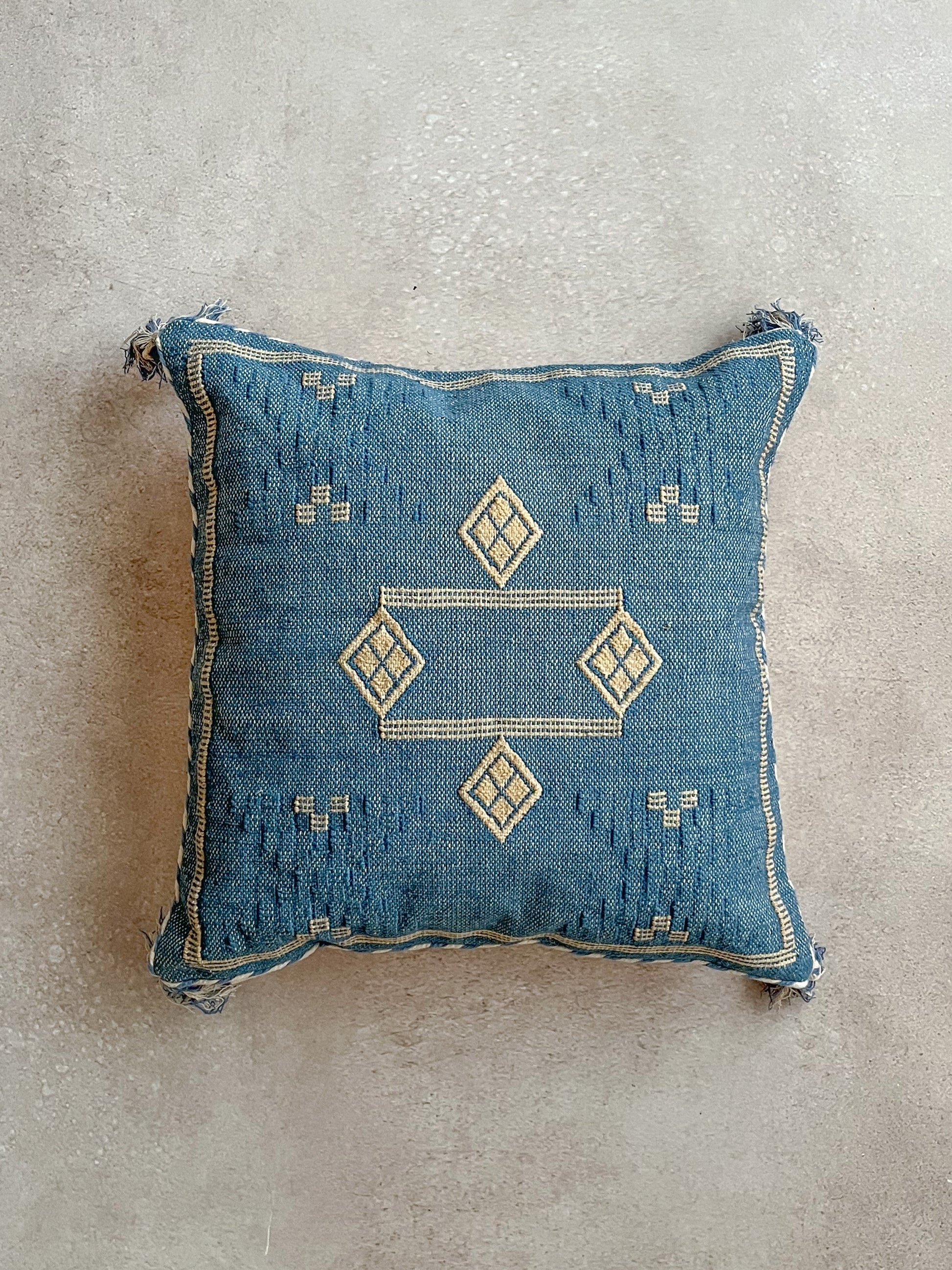 Blue with Yellow Embroidery Cushion Cover