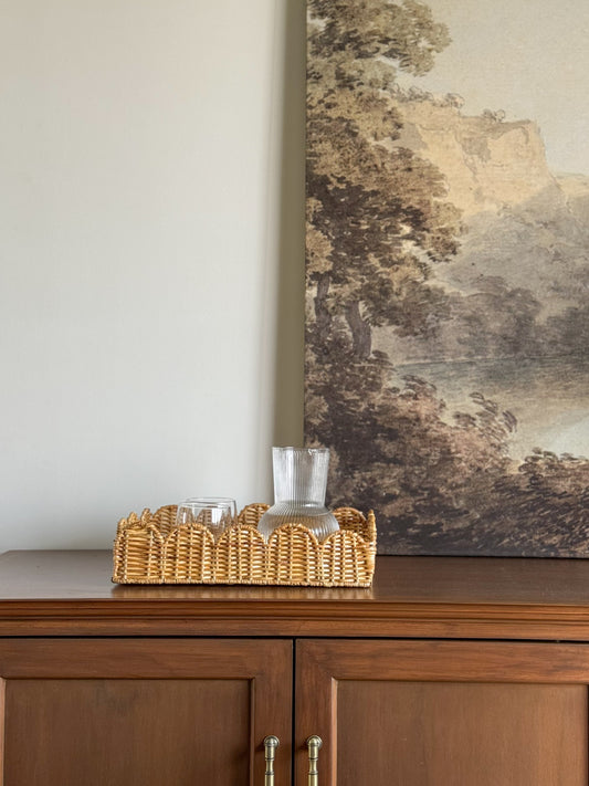 SCALLOP RATTAN TRAY