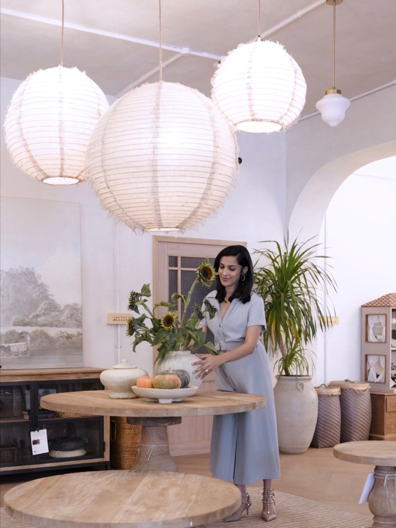 LINEN CEILING PENDANT LIGHT- styled- ALTROVE