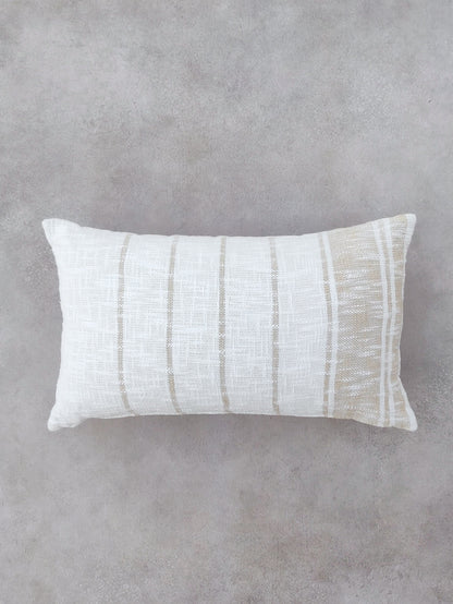 White and Beige Striped Cushion Cover