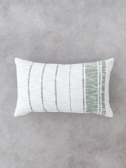 White and Green Striped Cushion Cover