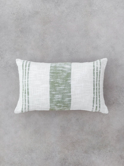 White and Green Rectangle Cushion Cover