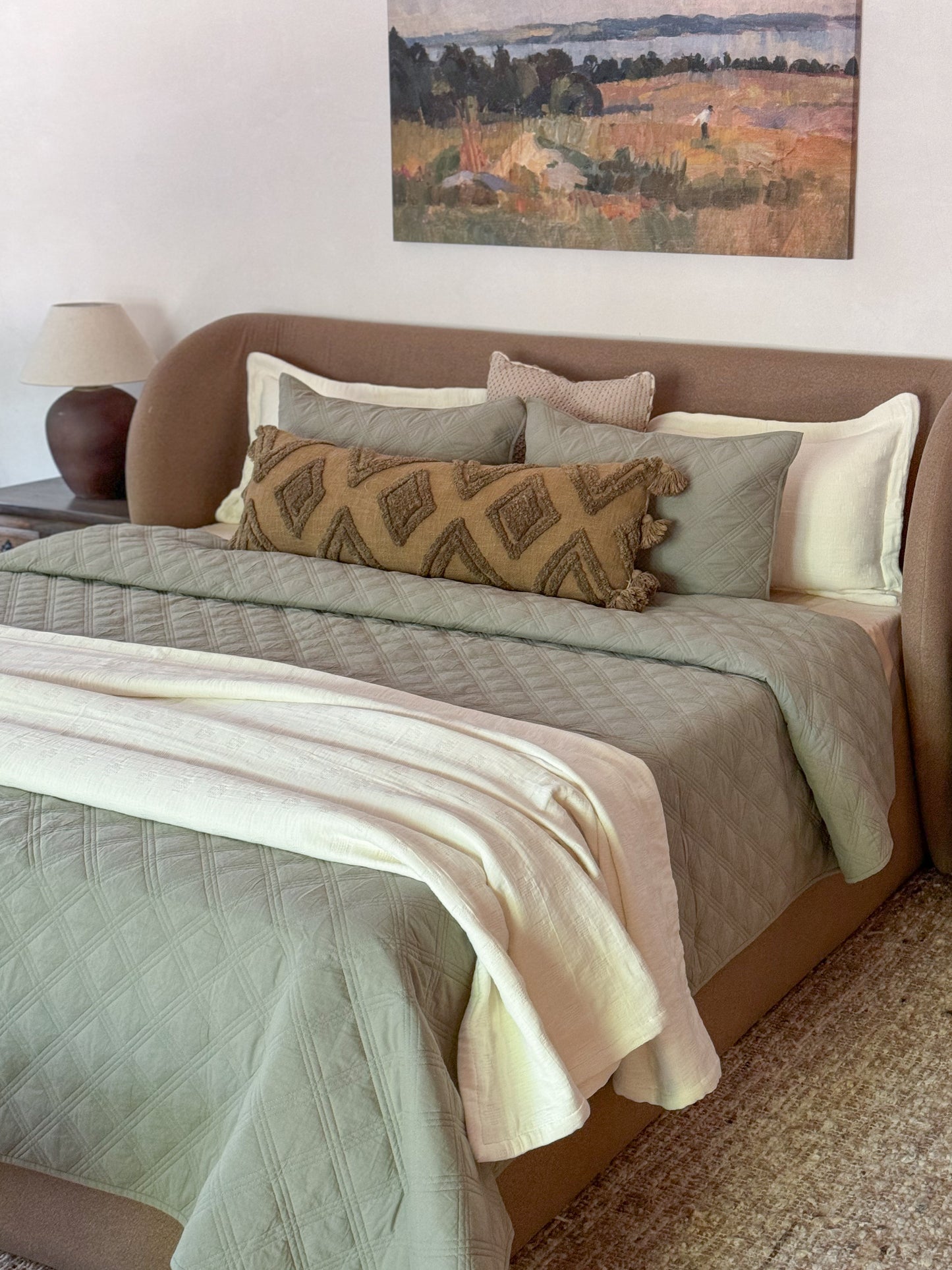 THEO CHECKERED BEDDING - GREEN