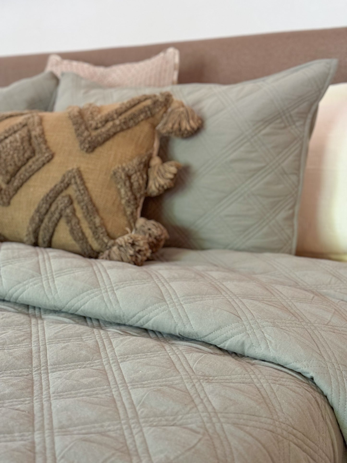 THEO CHECKERED BEDDING - GREEN