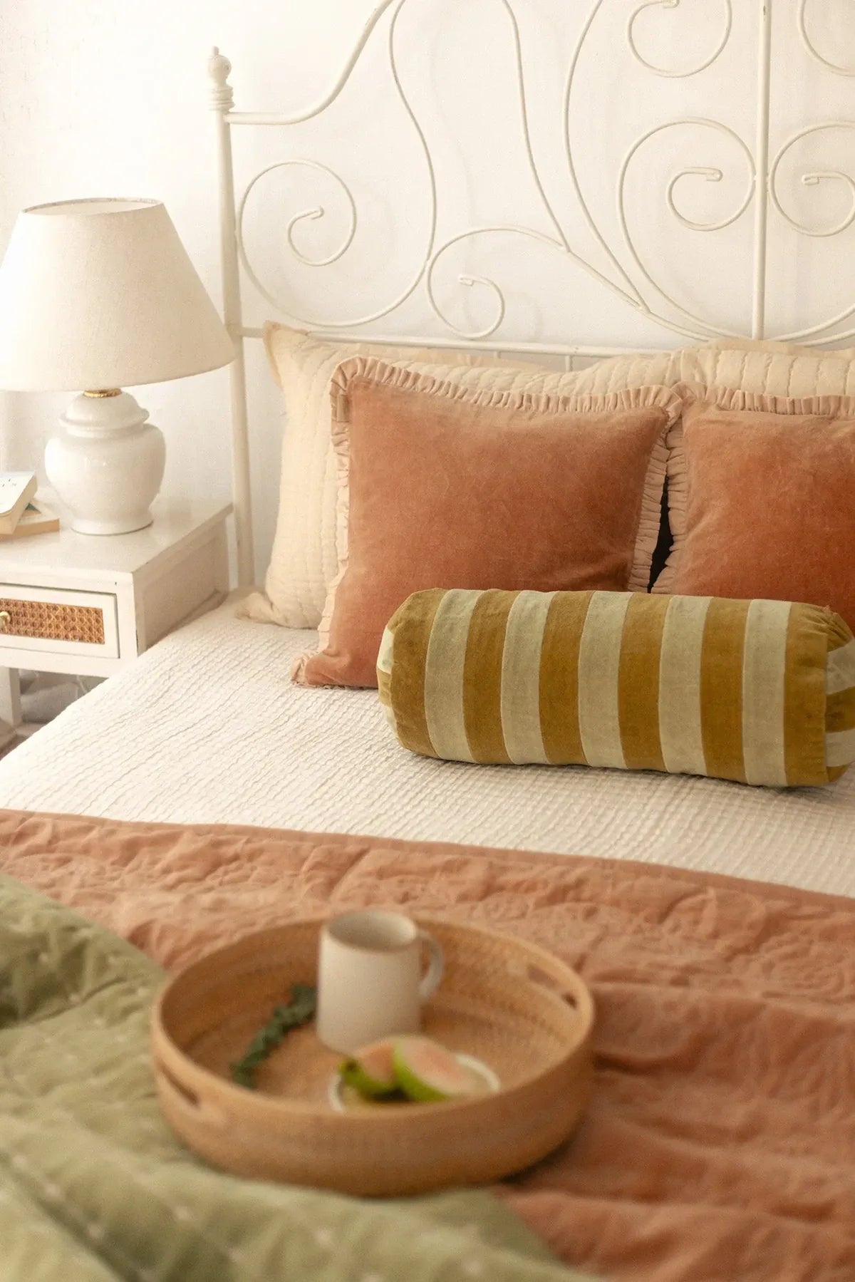 HOLLY OLIVE STRIPED BOLSTER COVER