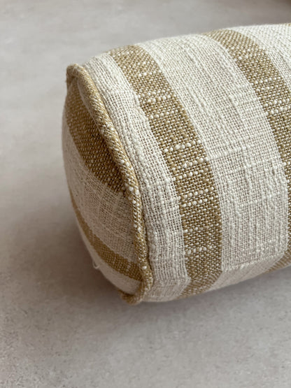 STRIPED BOLSTER CUSHION in BEIGE- details - ALTROVE