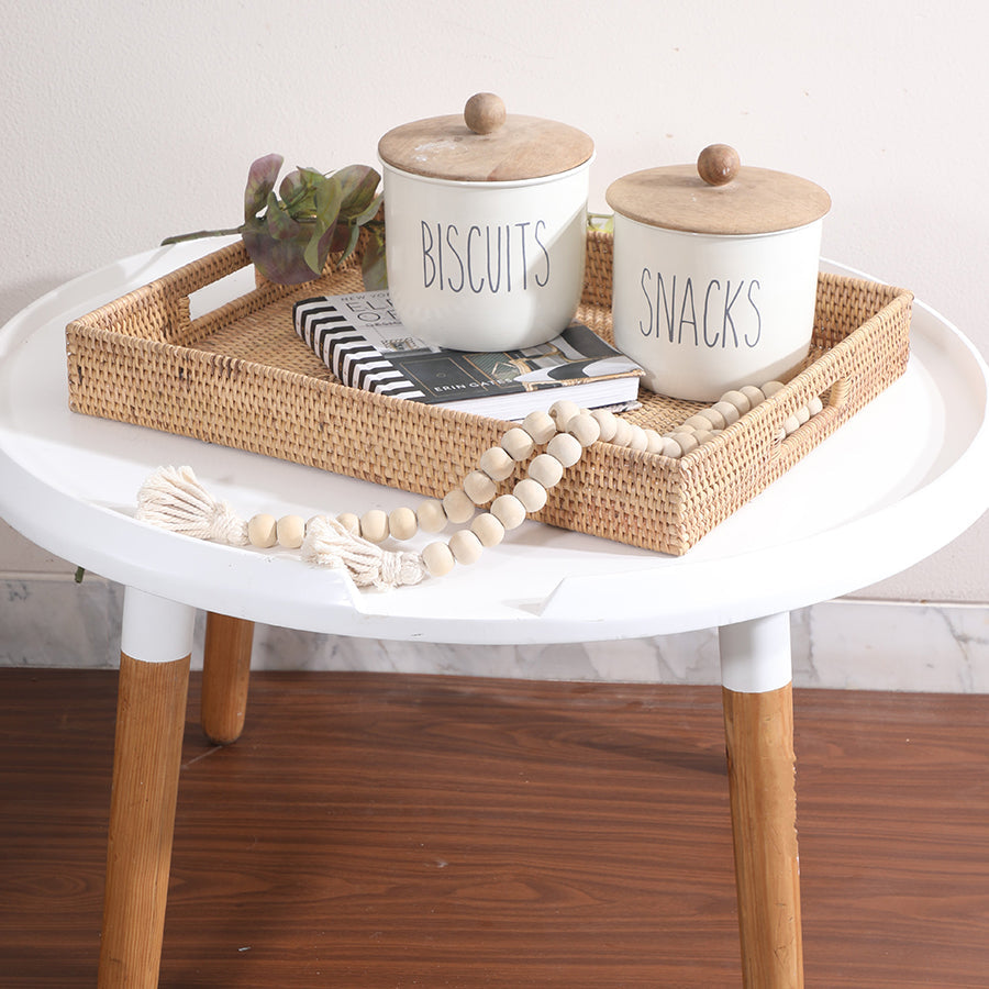 Cozy kitchen décor, Farmhouse tabletop styling, Minimalist snack station, Modern rustic home accessories,  Rectangular rattan tray, 
Wicker serving tray with handles, 
Natural woven storage tray, Handwoven tabletop tray, Boho farmhouse tray .
