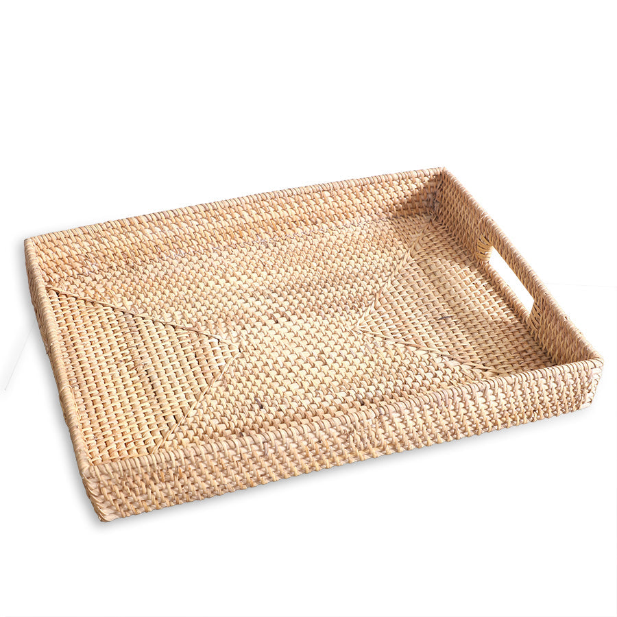 Rectangular woven serving tray, 
Natural rattan tray with handles, Wicker breakfast tray, Handwoven decorative tray, Eco-friendly rattan tray, Rustic woven coffee table tray, 
Boho style wicker tray, Large serving tray for kitchen or living room, 
Handmade rattan organizer tray, 
Woven basket tray for home décor
Durable wicker tray for drinks or snacks, Farmhouse woven tray, 
Lightweight storage tray with cutout handles, Natural fiber woven tray, Rectangular wicker catchall tray .

