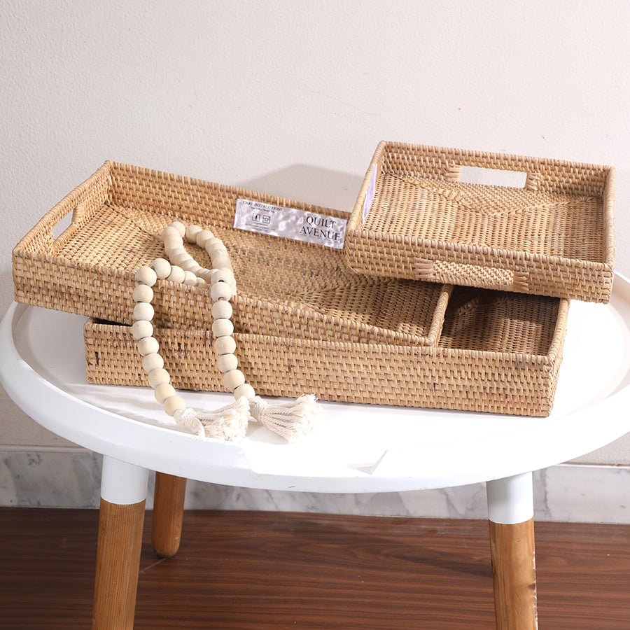 Woven tray set, Handwoven rattan trays, Rectangular wicker trays, 
Natural storage trays, Decorative tray bundle, Eco-friendly rattan trays, 
Handmade wicker organizer, 
Boho farmhouse tray set, Rustic woven tray décor, Sustainable home accessories .