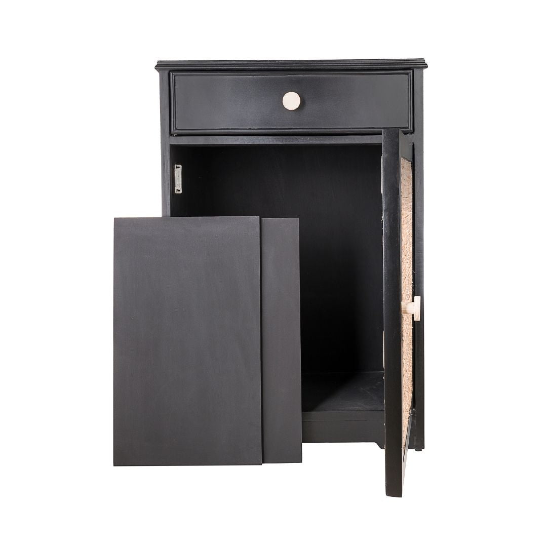 Retro Black Cane Cabinet