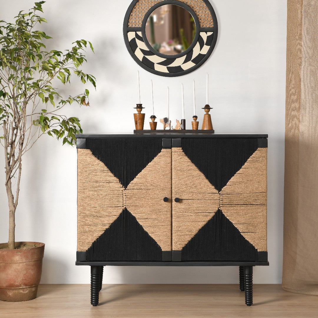 Rush Weave Black Colour Storage Cabinet