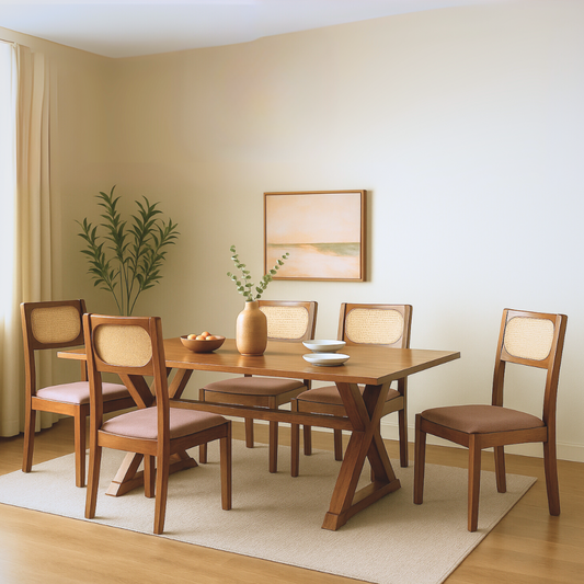 Dining room with wooden table 