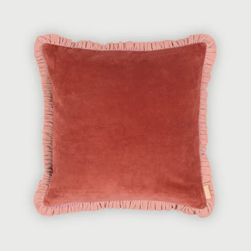 JASPER RUFFLE RHUBARB CUSHION COVER