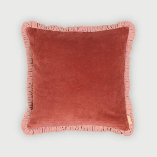 JASPER RUFFLE RHUBARB CUSHION COVER