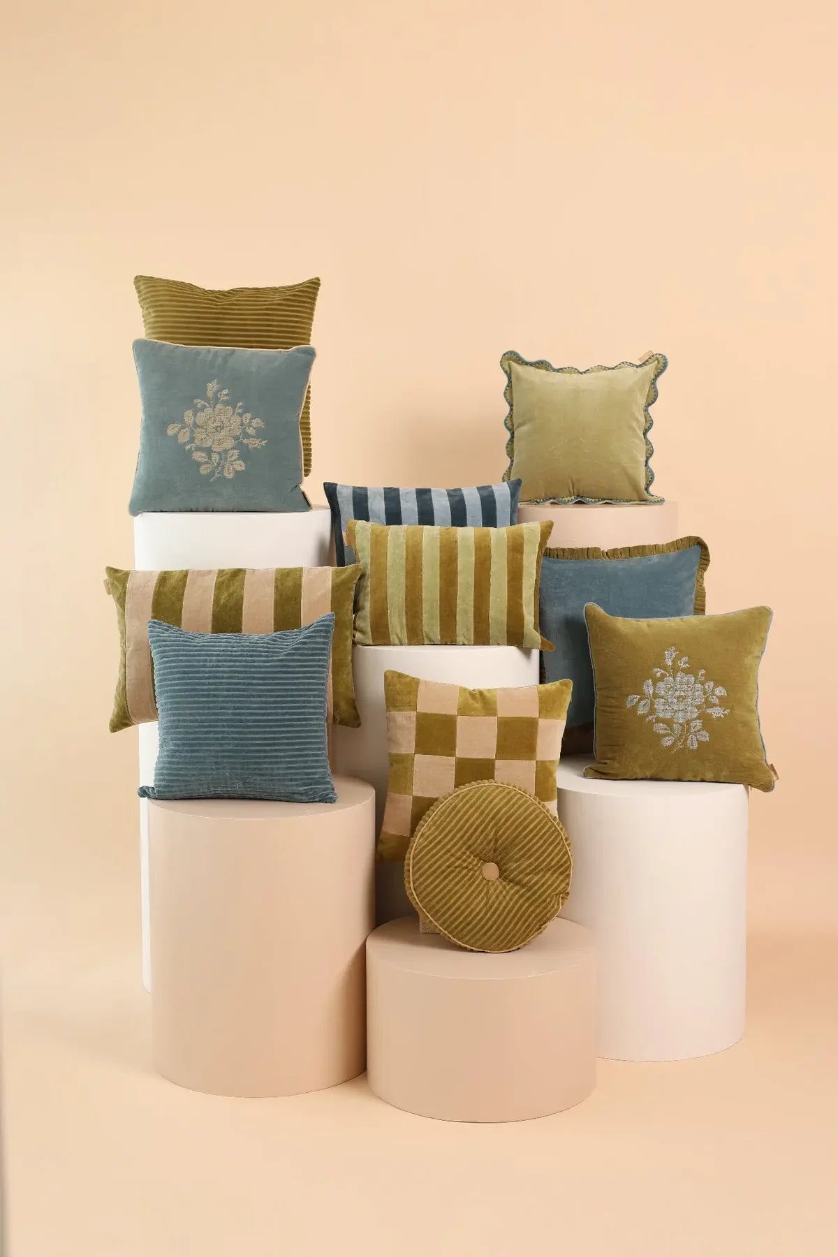 JASPER RUFFLE TEAL CUSHION COVER