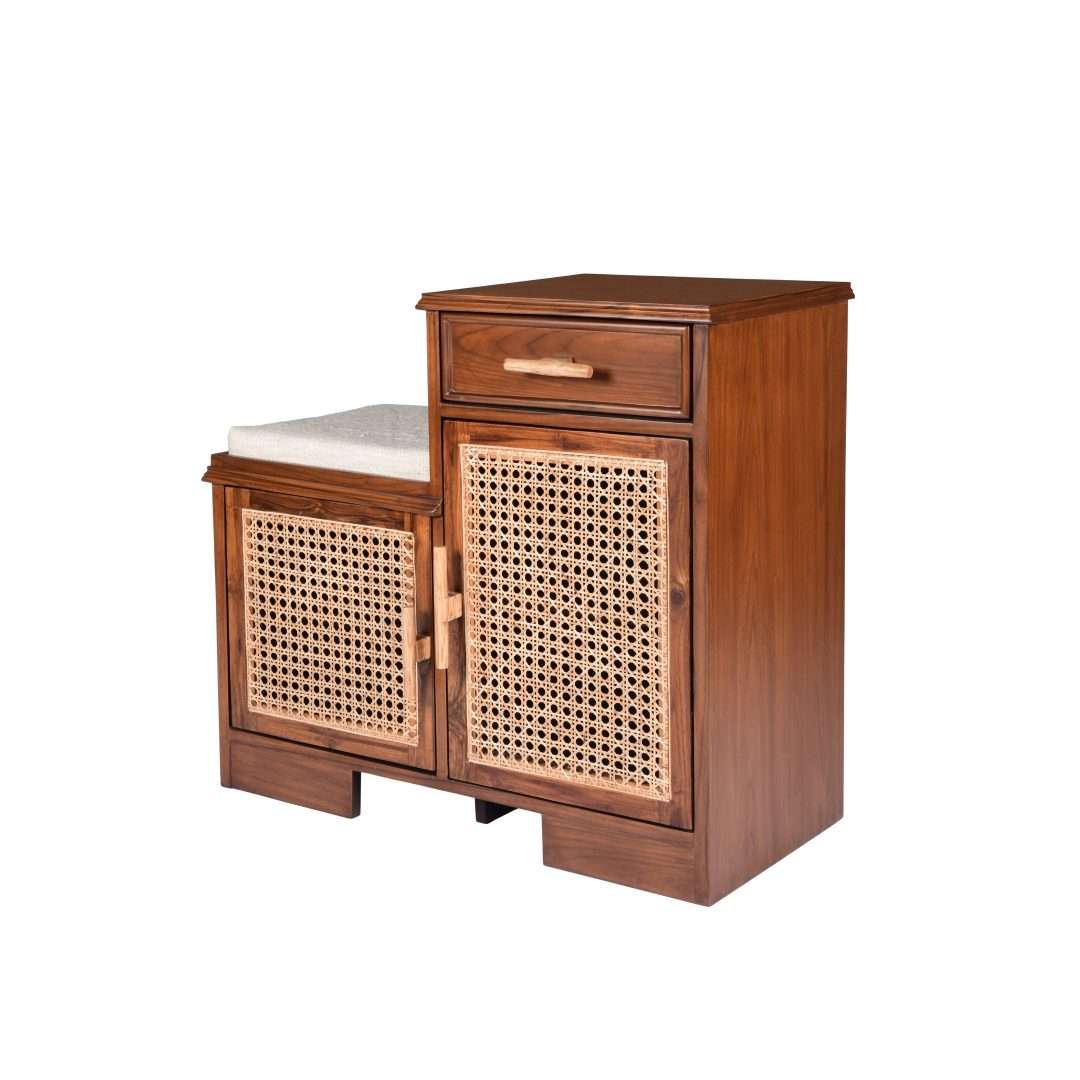 Umber Cane Double Door Cabinet