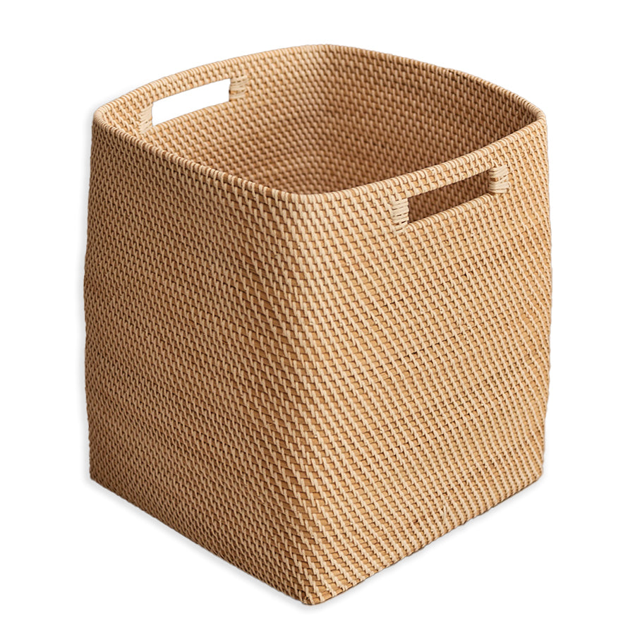 Woven storage basket, Handwoven basket, Rattan storage basket, Square woven basket, Decorative storage basket, Eco-friendly woven storage basket, Handmade rattan storage box with handles, Natural wicker basket for home organization, Large handwoven storage basket, 
Basket for shelves and closets .