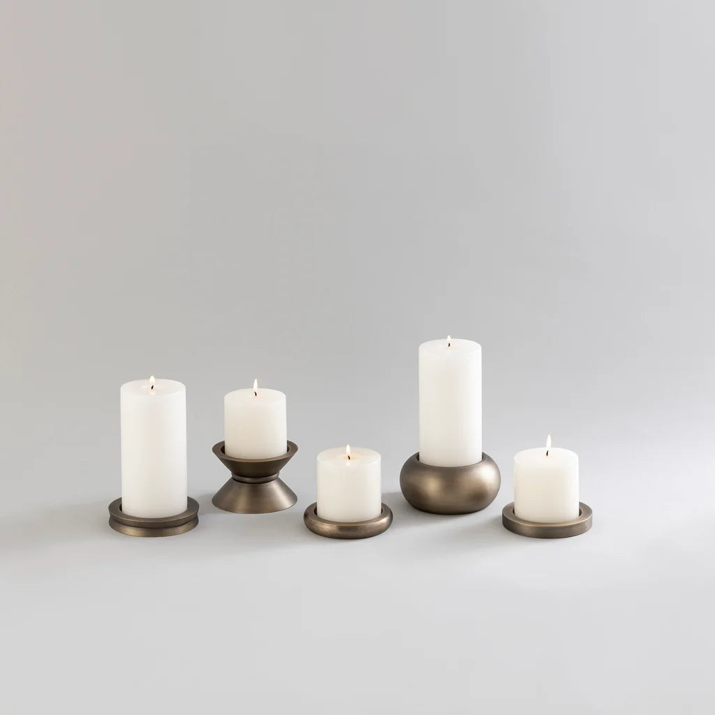 CANDLE HOLDERS ANTIQUE BRASS- SET OF 5