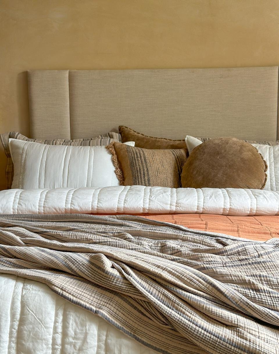 Beige Quilted Bedcover by Rhea Kapoor