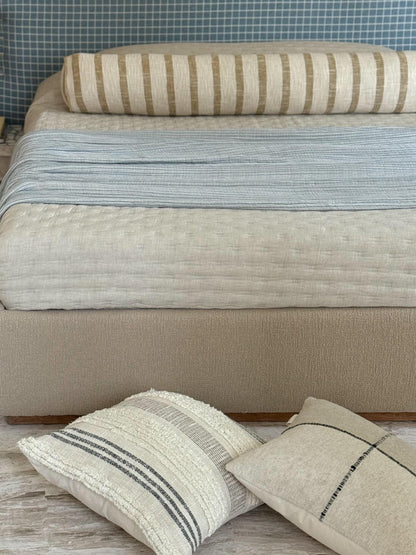 STRIPED BOLSTER CUSHION in BEIGE- cotton cushion cover - ALTROVE