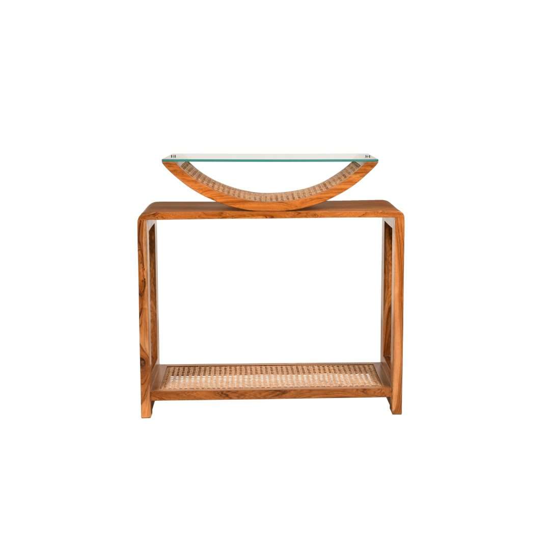 Arch Cane Teak Wood Console Table