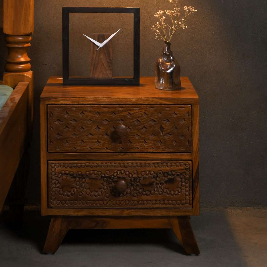 Khelma Teak Wood Bedside Table