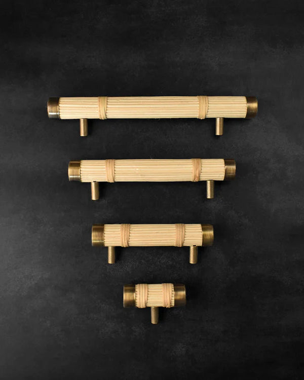 CASCADE BOHO RATTAN ANTIQUE BRASS CABINET WARDROBE HANDLE