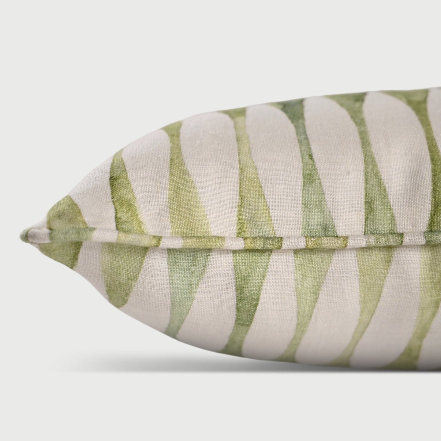 Ripple Sage Oblong Linen Cushion Cover