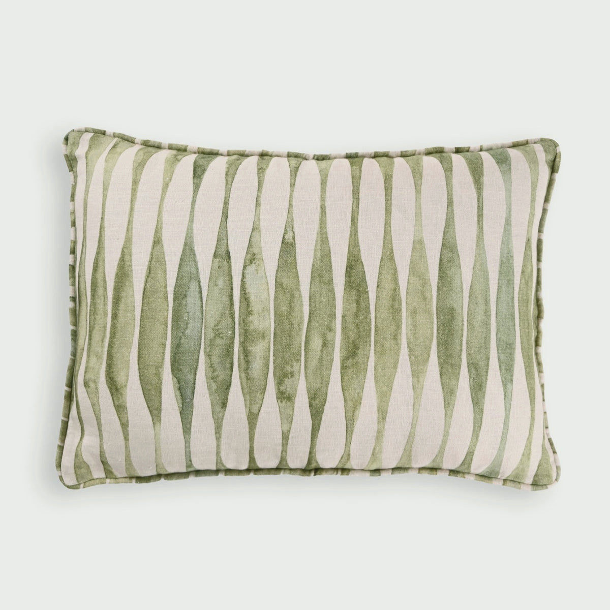 Ripple Sage Oblong Linen Cushion Cover