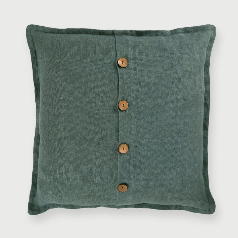 Linen Herringbone Teal Cushion Cover