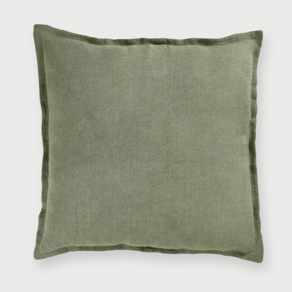 Linen Herringbone Eucalyptus Cushion Cover