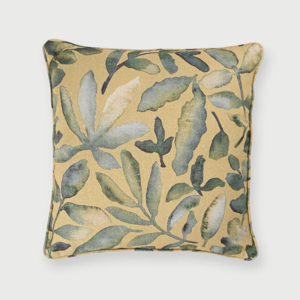 Flora Ochre Linen Cushion Cover