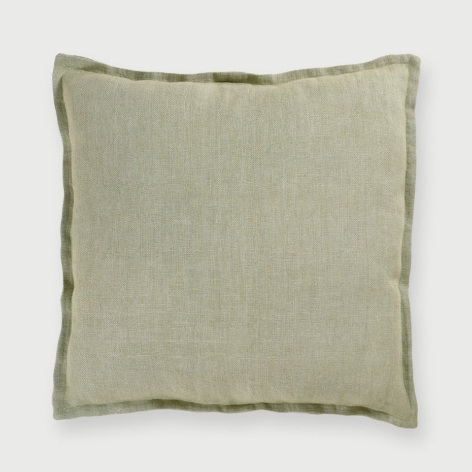 Linen Herringbone Sage Cushion Cover