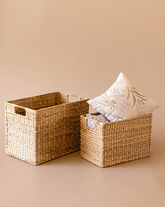 Rectangular wicker storage basket by Kolus India