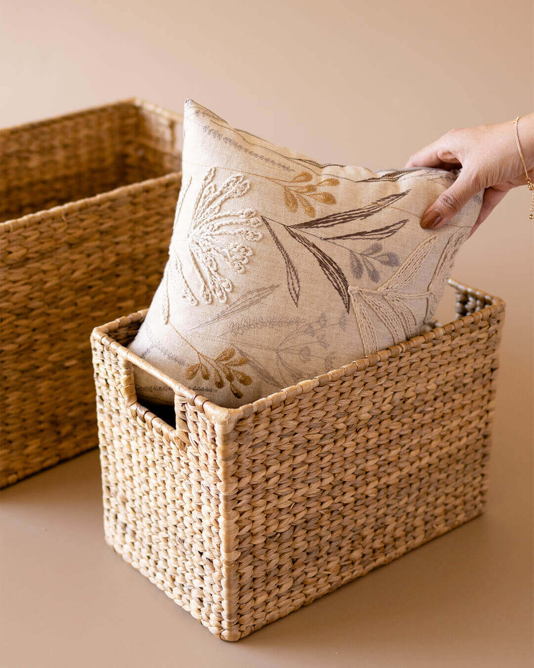 Aesthetic beige storage basket by Kolus Online