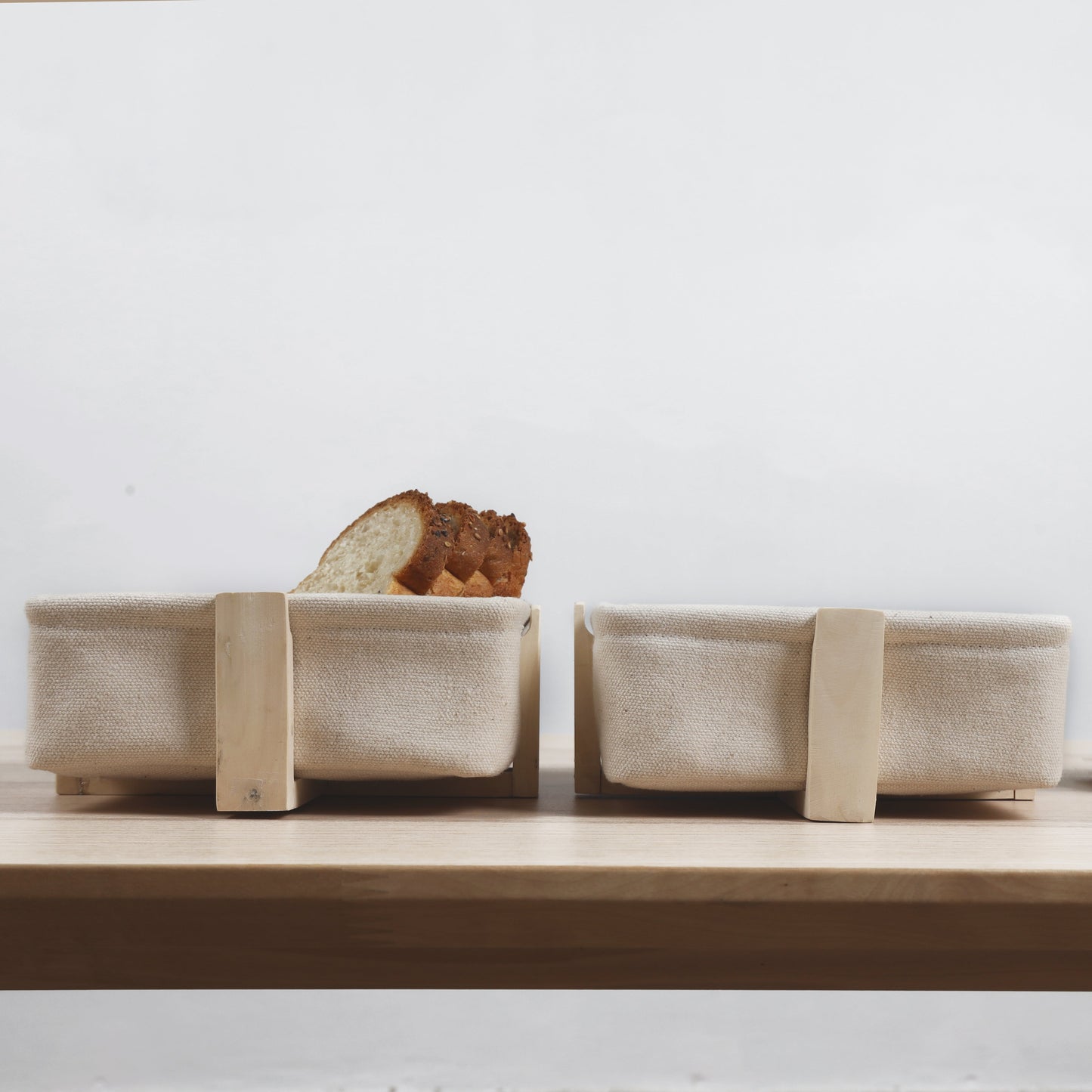 Square Bread Baskets with Wooden Stand